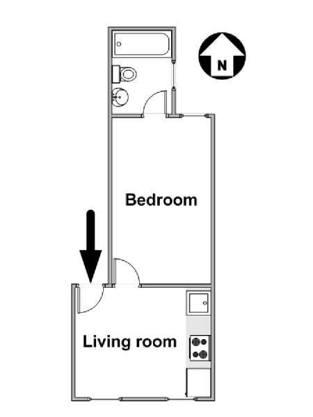 New York 1 Camera da letto appartamento - piantina approssimativa dell' appartamento  (NY-16235)