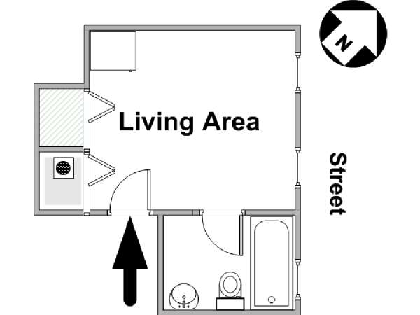 New York Grande monolocale appartamento - piantina approssimativa dell' appartamento  (NY-16247)