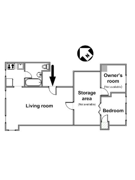 New York 2 Camere da letto stanza in affitto - piantina approssimativa dell' appartamento  (NY-16250)
