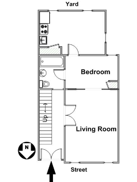 New York 1 Bedroom accommodation - apartment layout  (NY-16259)