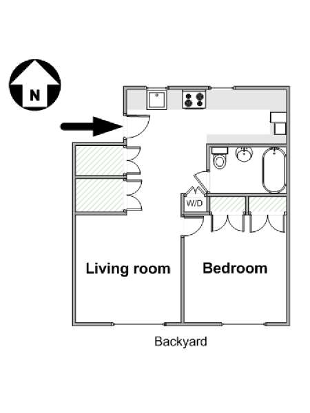 New York 1 Camera da letto appartamento - piantina approssimativa dell' appartamento  (NY-16264)