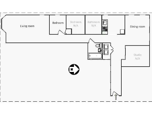 New York T3 appartement colocation - plan schématique  (NY-16267)