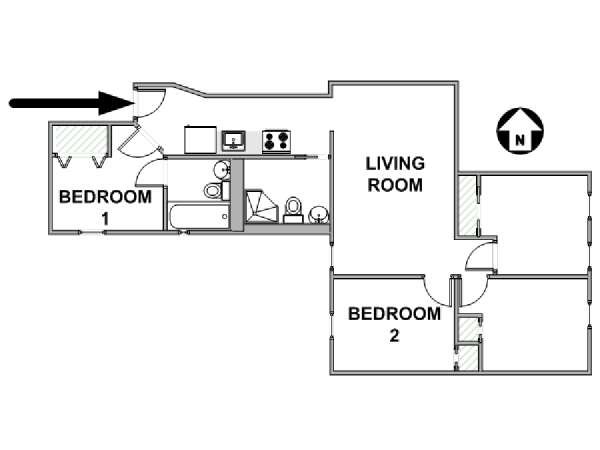 New York 3 Bedrooms roommate share apartment - layout 
