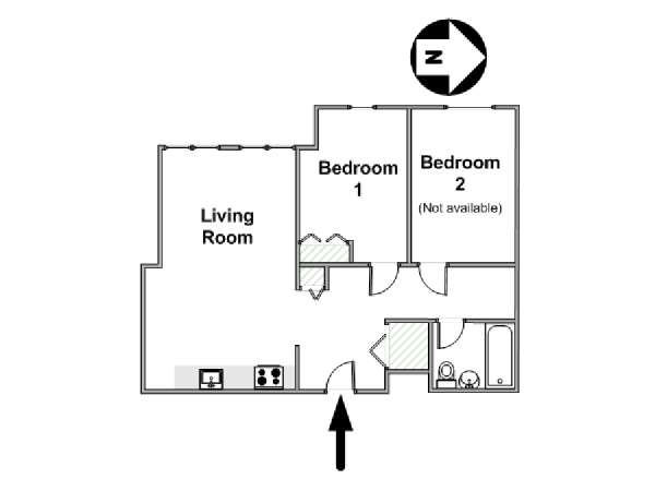 New York 2 Camere da letto stanza in affitto - piantina approssimativa dell' appartamento  (NY-16270)
