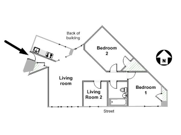 New York 2 Bedroom roommate share apartment - apartment layout  (NY-16275)