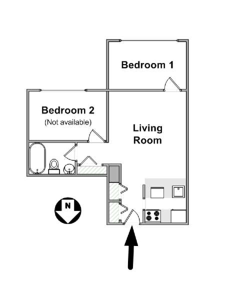New York 2 Bedroom roommate share apartment - apartment layout  (NY-16289)