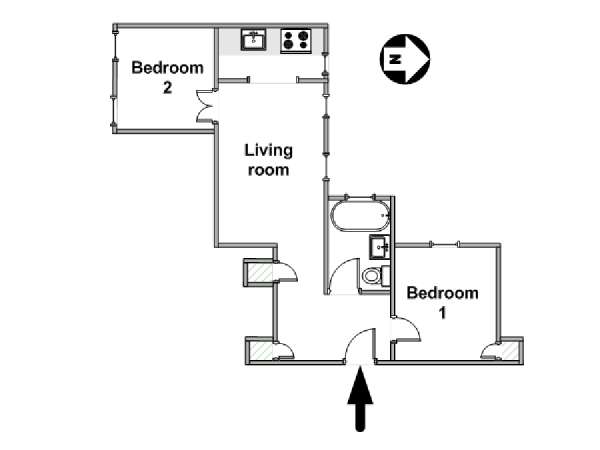 New York 2 Camere da letto appartamento - piantina approssimativa dell' appartamento  (NY-16298)