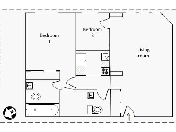 New York 2 Camere da letto appartamento - piantina approssimativa dell' appartamento  (NY-16299)