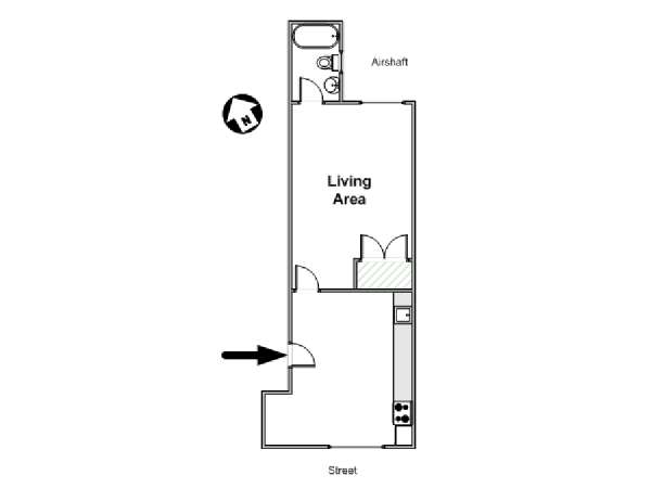 New York 1 Camera da letto appartamento - piantina approssimativa dell' appartamento  (NY-16307)