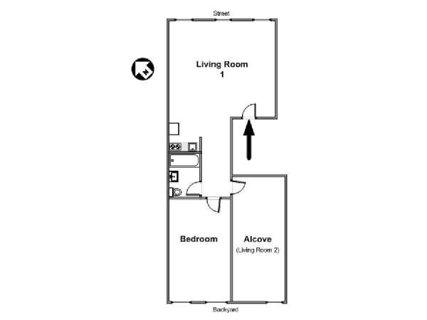 New York 1 Bedroom accommodation - apartment layout  (NY-16327)