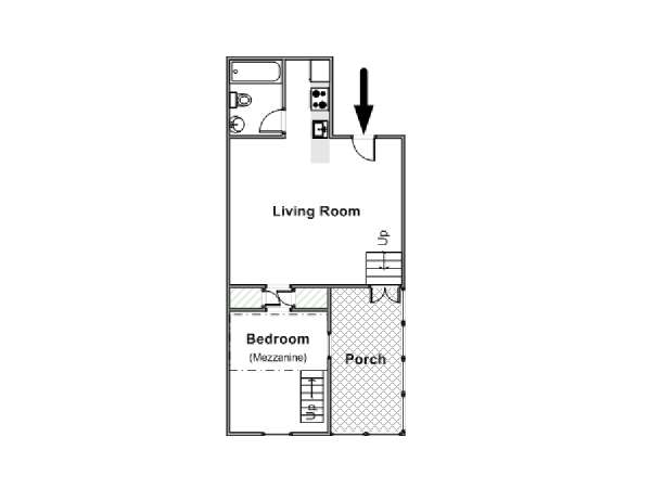 New York 1 Camera da letto appartamento - piantina approssimativa dell' appartamento  (NY-16333)