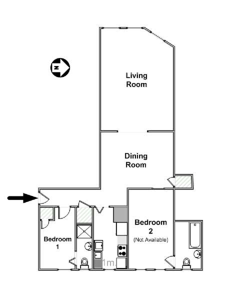 New York 2 Bedroom roommate share apartment - apartment layout  (NY-16337)