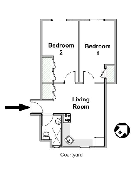 New York 2 Camere da letto appartamento - piantina approssimativa dell' appartamento  (NY-16349)
