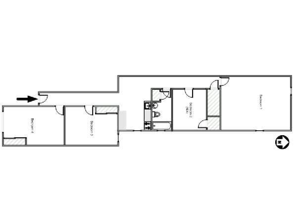 New York 4 Camere da letto stanza in affitto - piantina approssimativa dell' appartamento  (NY-16354)