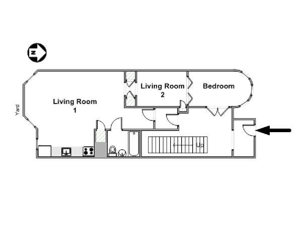 New York 1 Camera da letto appartamento - piantina approssimativa dell' appartamento  (NY-16357)