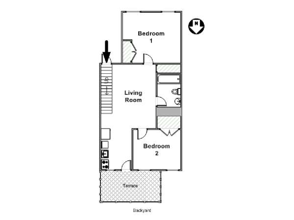 New York 2 Camere da letto appartamento - piantina approssimativa dell' appartamento  (NY-16367)
