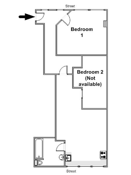 New York 2 Camere da letto - Loft stanza in affitto - piantina approssimativa dell' appartamento  (NY-16368)