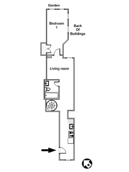 New York 3 Bedroom - Duplex roommate share apartment - apartment layout  (NY-16378)