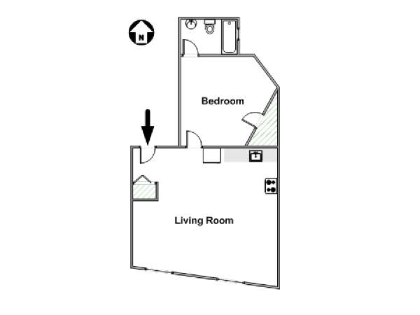 New York 1 Bedroom apartment - apartment layout  (NY-16382)