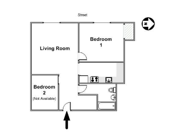 New York 2 Camere da letto stanza in affitto - piantina approssimativa dell' appartamento  (NY-16397)