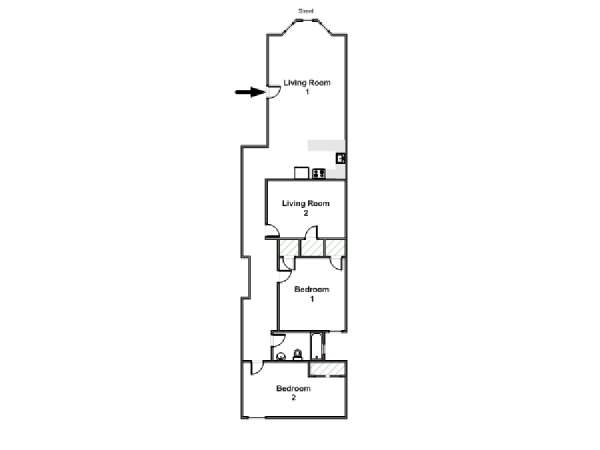 New York 2 Camere da letto stanza in affitto - piantina approssimativa dell' appartamento  (NY-16410)