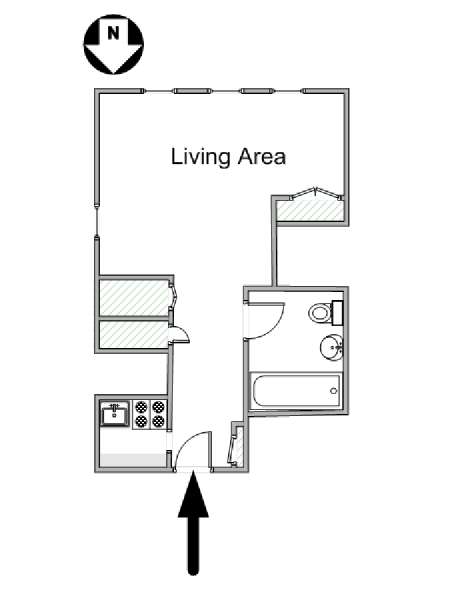New York Monolocale appartamento - piantina approssimativa dell' appartamento  (NY-16416)