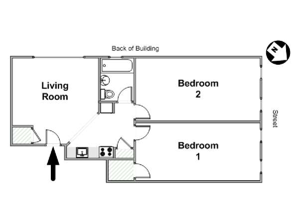 New York 2 Bedroom roommate share apartment - apartment layout  (NY-16417)
