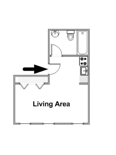 New York Monolocale appartamento - piantina approssimativa dell' appartamento  (NY-16447)