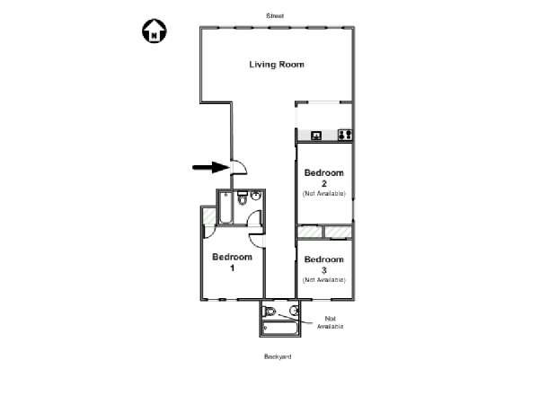 New York 3 Bedroom roommate share apartment - apartment layout  (NY-16453)