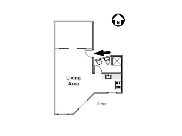 New York Grande monolocale appartamento - piantina approssimativa dell' appartamento  (NY-16458)