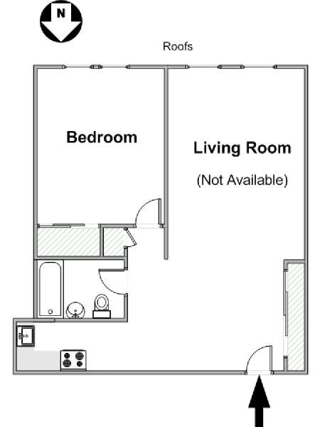 New York 1 Bedroom roommate share apartment - apartment layout  (NY-16464)