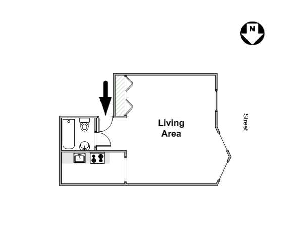 New York Studio avec Alcôve T1 logement location appartement - plan schématique  (NY-16469)