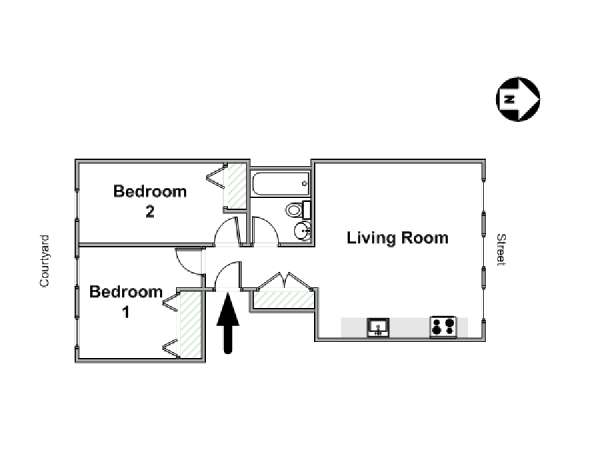 New York 2 Camere da letto appartamento - piantina approssimativa dell' appartamento  (NY-16472)