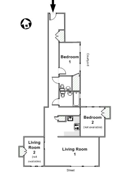 New York 2 Camere da letto stanza in affitto - piantina approssimativa dell' appartamento  (NY-16473)