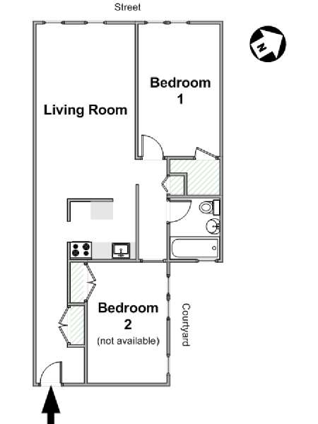 New York 2 Bedroom roommate share apartment - apartment layout  (NY-16474)