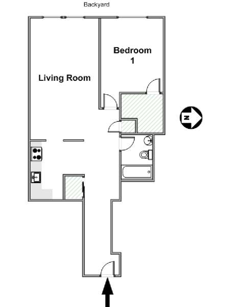New York 1 Bedroom accommodation - apartment layout  (NY-16482)