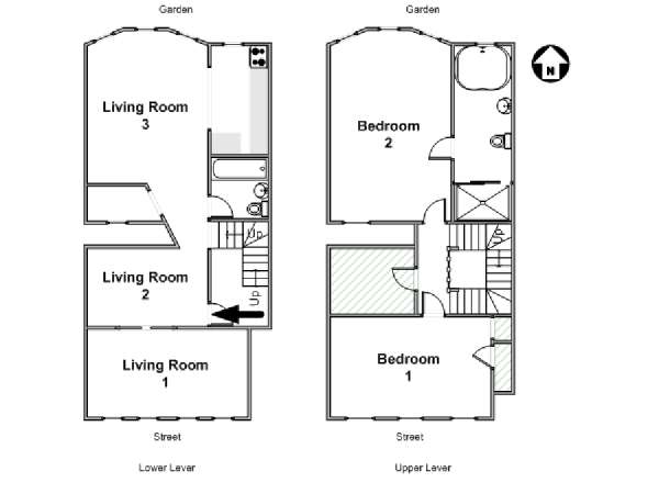 New York 2 Bedroom - Duplex apartment - apartment layout  (NY-16485)