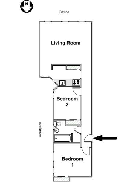 New York 2 Bedroom apartment - apartment layout  (NY-16487)