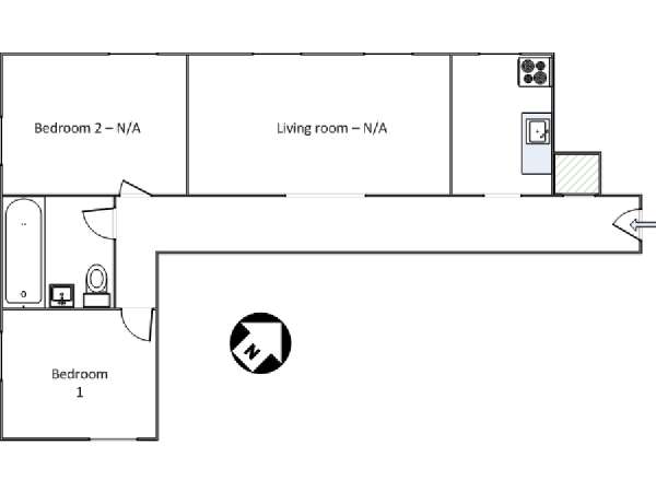 New York 2 Camere da letto stanza in affitto - piantina approssimativa dell' appartamento  (NY-16493)
