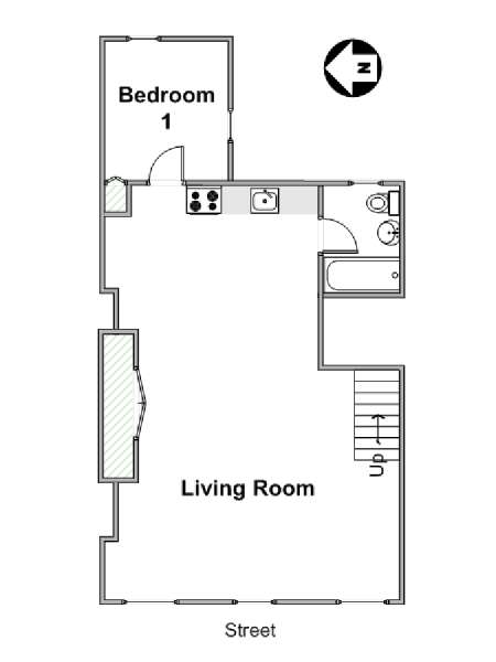 New York 3 Bedroom - Duplex roommate share apartment - apartment layout  (NY-16497)
