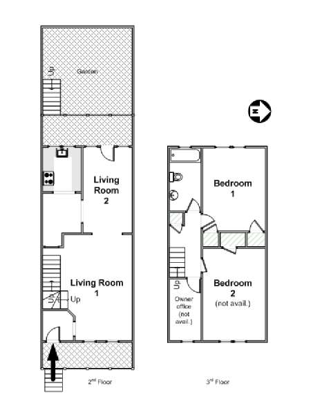 New York 2 Bedroom - Duplex roommate share apartment - apartment layout  (NY-16506)