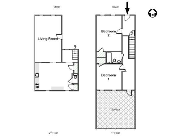 New York 2 Bedroom - Duplex apartment - apartment layout  (NY-16507)