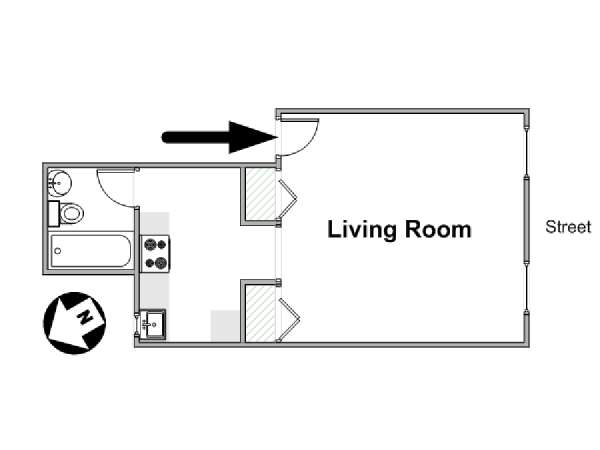 New York Monolocale appartamento - piantina approssimativa dell' appartamento  (NY-16510)