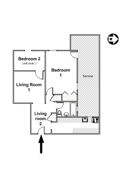 New York 2 Camere da letto stanza in affitto - piantina approssimativa dell' appartamento  (NY-16512)