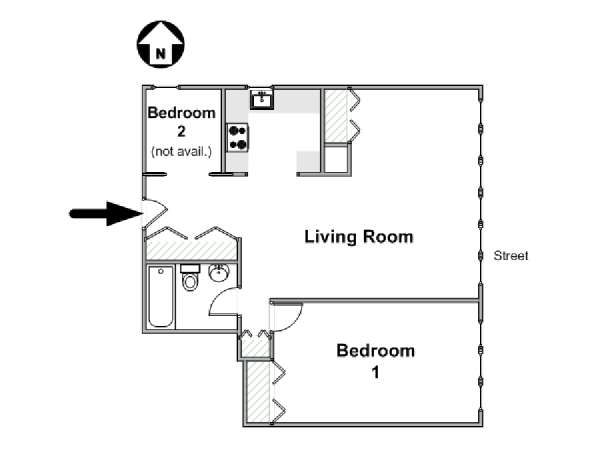 New York 2 Bedroom roommate share apartment - apartment layout  (NY-16515)