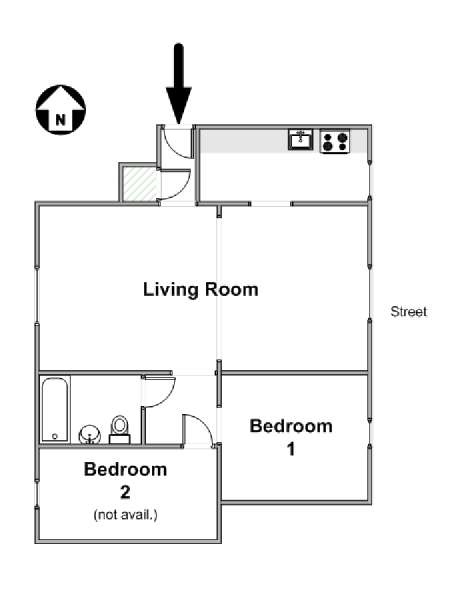 New York 2 Camere da letto stanza in affitto - piantina approssimativa dell' appartamento  (NY-16520)