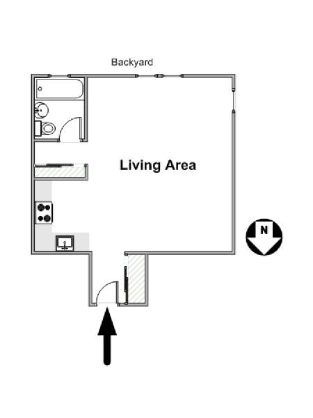 New York Monolocale appartamento - piantina approssimativa dell' appartamento  (NY-16522)