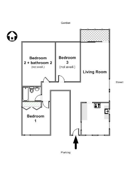 New York 3 Bedroom roommate share apartment - apartment layout  (NY-16523)