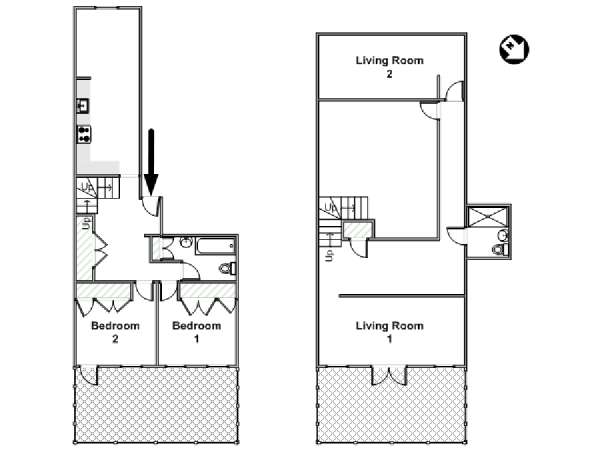 New York 2 Bedroom - Duplex apartment - apartment layout  (NY-16547)