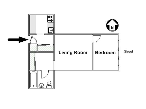New York 1 Camera da letto appartamento - piantina approssimativa dell' appartamento  (NY-16555)
